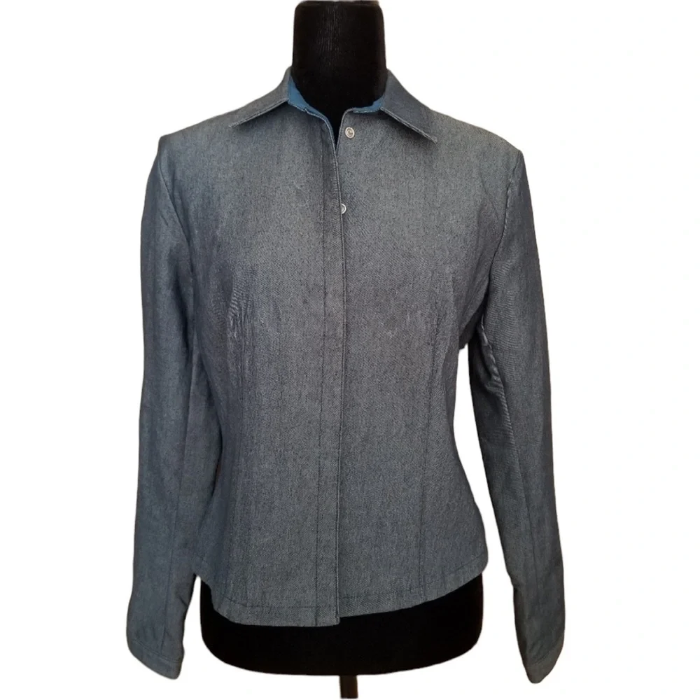 Banana Republic Stretch Blue Denim Jacket - Size 8 - Picture 1 of 5
